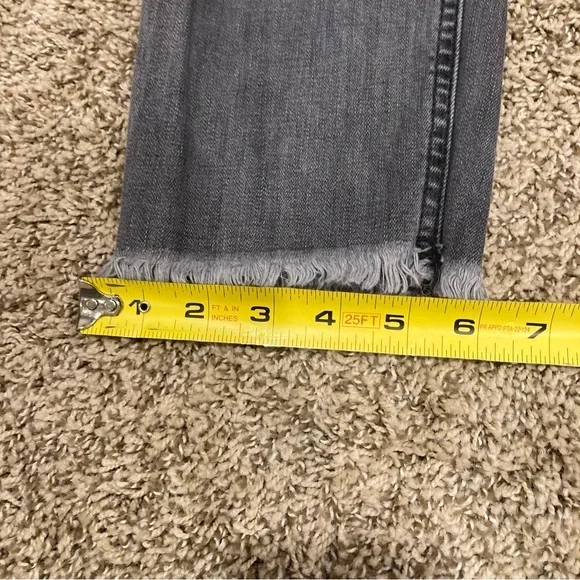 Y2K Express Faded Black Frayed Hem Mom Jeans Size 0 Super High Rise - Picture 12 of 15